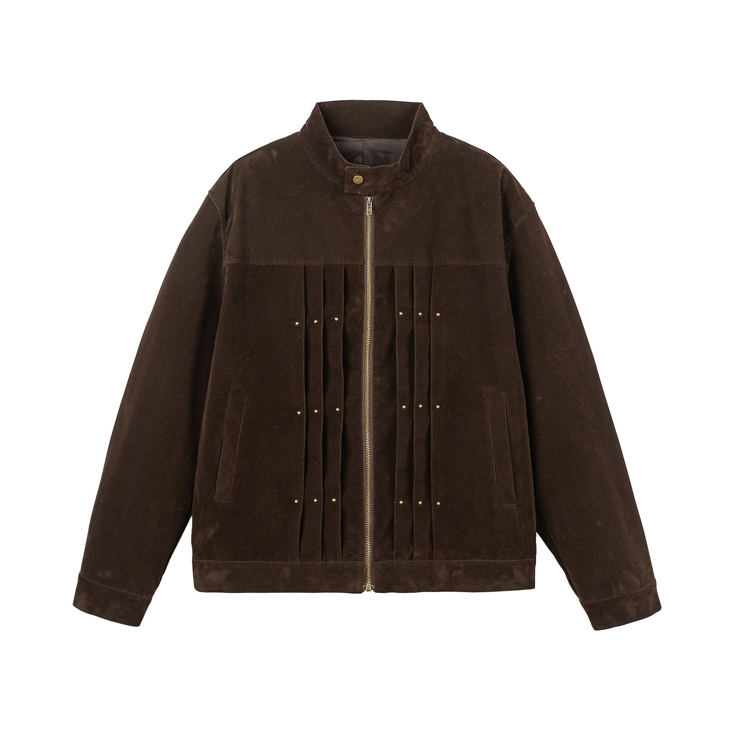 Small Batch Design Suede Stand-Up Collar Loose Versatile Jacket