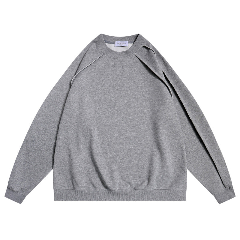 Line Splicing  Long Sleeve  Round Neck  Hoodie Sweatshirt