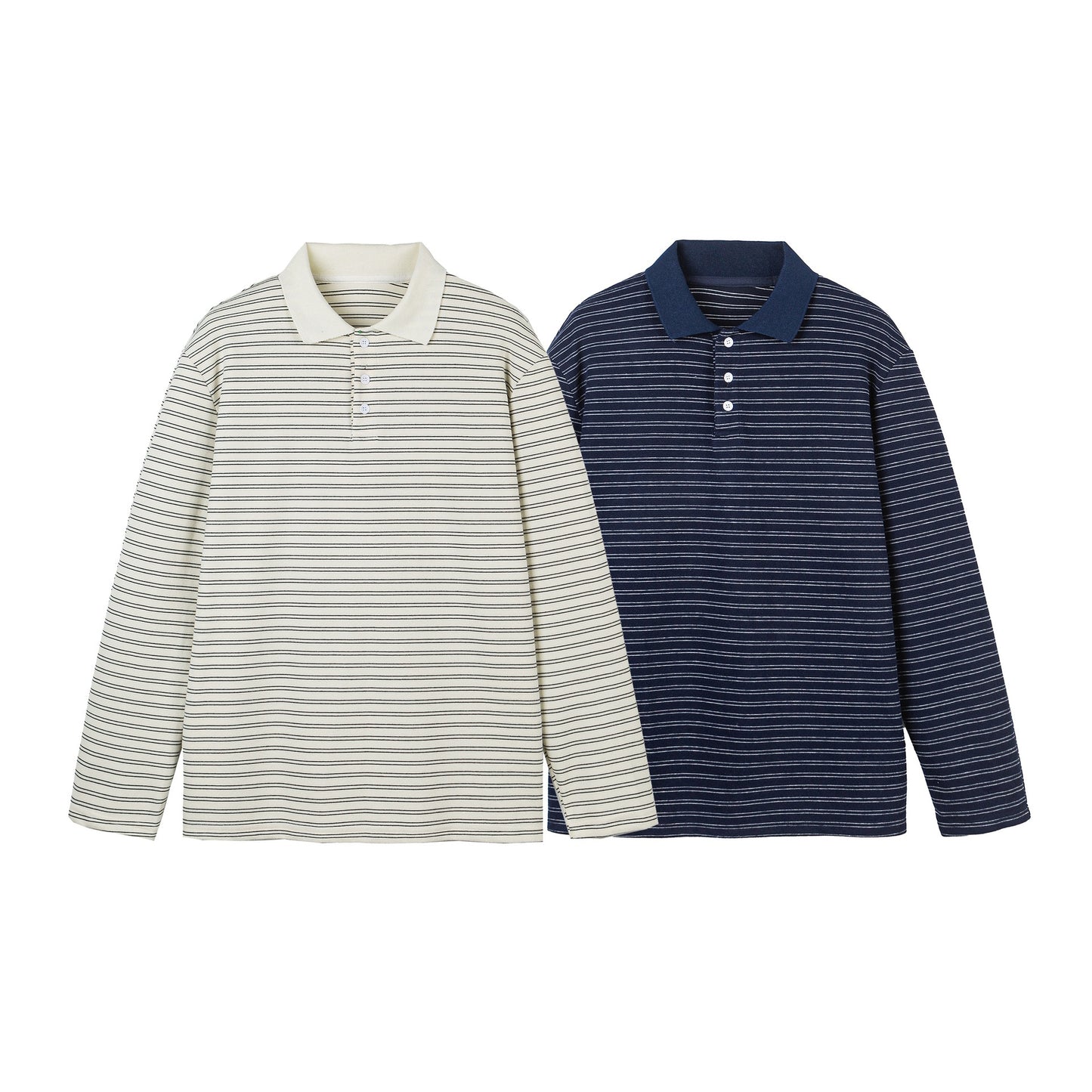 Long Sleeve Polo Shirt Unisex Relaxed Loose Fit Turn-down Collar Base