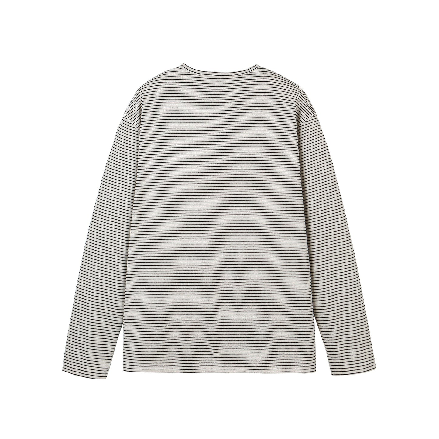 Loose-Fit Henley Striped Long Sleeve T-Shirt for Men and Women