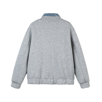 Patchwork False Two-Piece Denim Shirt Collar Cardigan Jacket