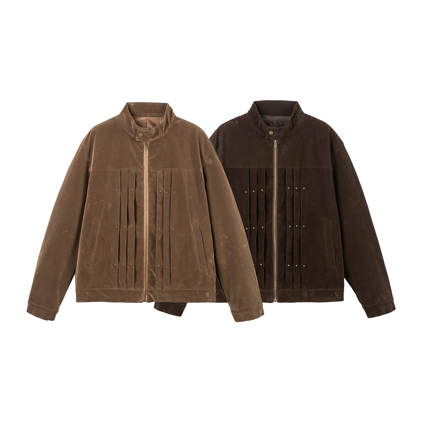 Small Batch Design Suede Stand-Up Collar Loose Versatile Jacket