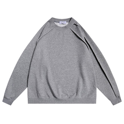 Line Splicing  Long Sleeve  Round Neck  Hoodie Sweatshirt