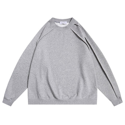 Line Splicing  Long Sleeve  Round Neck  Hoodie Sweatshirt