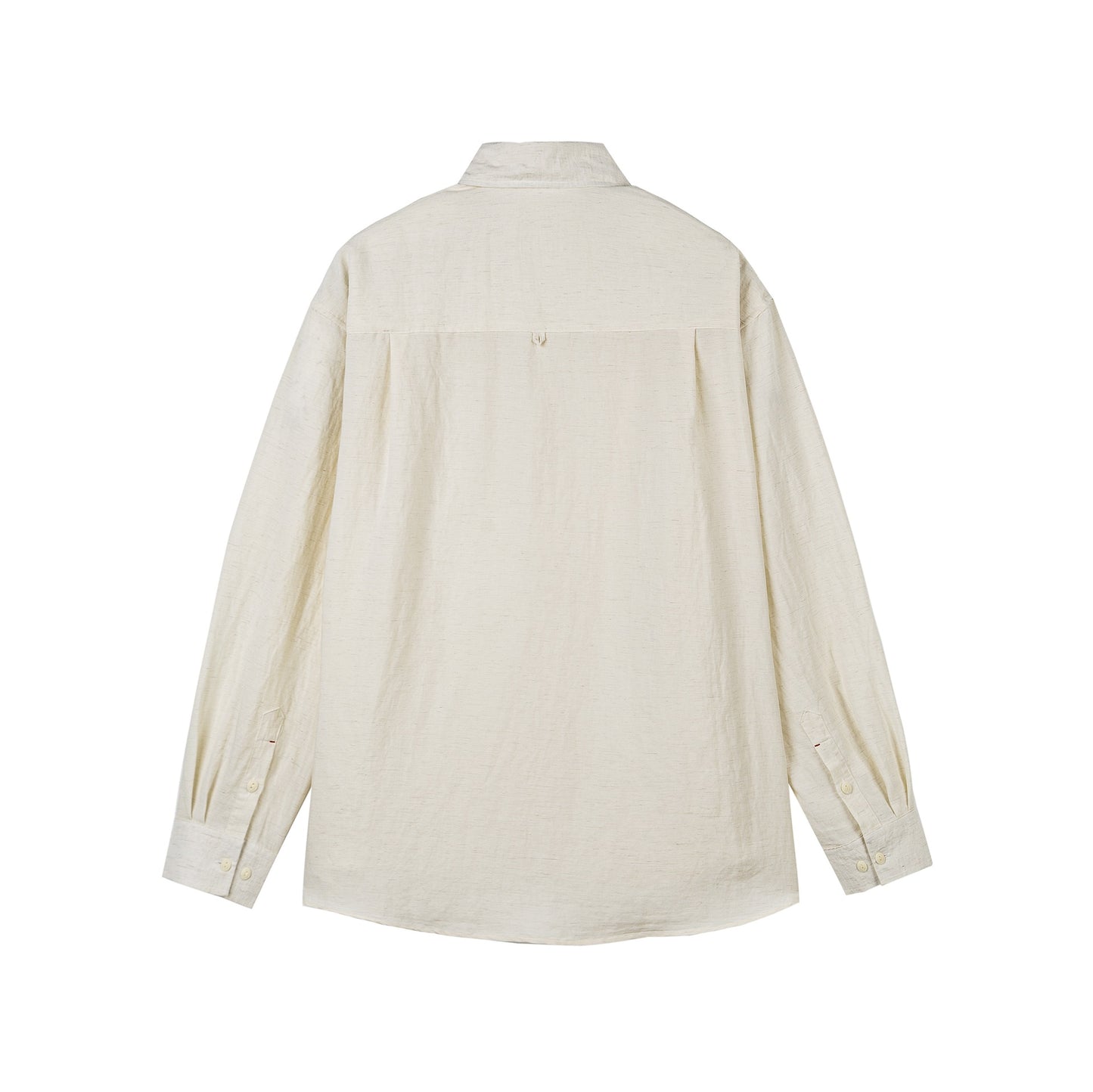 Solid Color Patch Pocket Loose Unisex Linen Long Sleeve Shirt