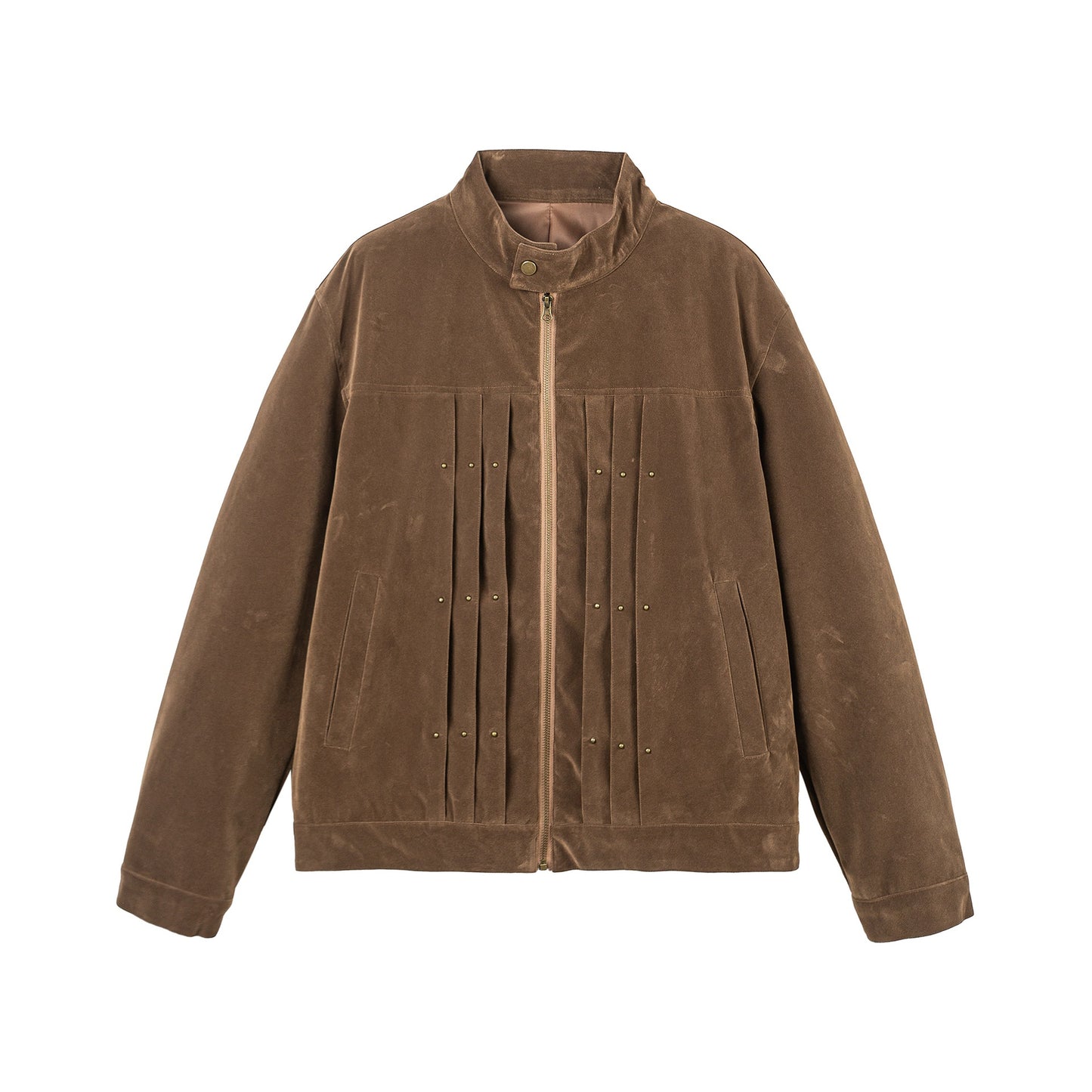 Small Batch Design Suede Stand-Up Collar Loose Versatile Jacket