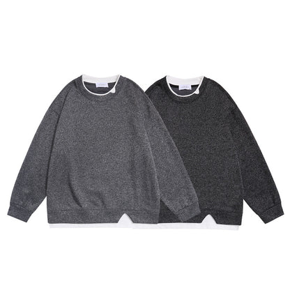 Casual Loose Fit Men's Hoodie with Fake Two-Piece Design