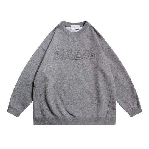 Casual Loose Hoodie with Vintage Letter Embroidery Design