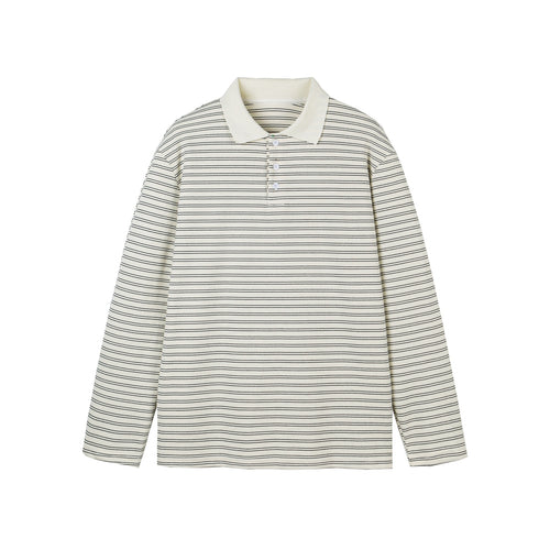 Long Sleeve Polo Shirt Unisex Relaxed Loose Fit Turn-down Collar Base