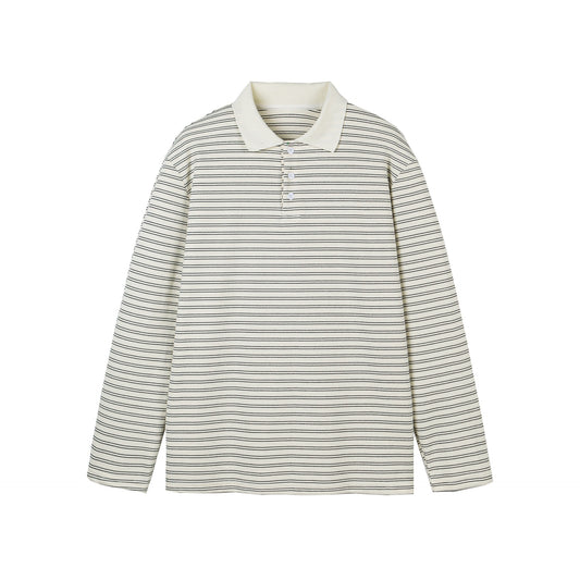 Long Sleeve Polo Shirt Unisex Relaxed Loose Fit Turn-down Collar Base