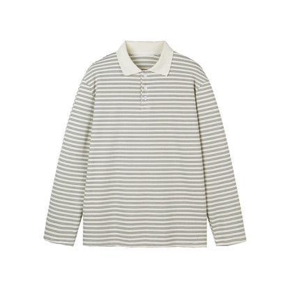 Long Sleeve Polo Shirt Unisex Relaxed Loose Fit Turn-down Collar Base